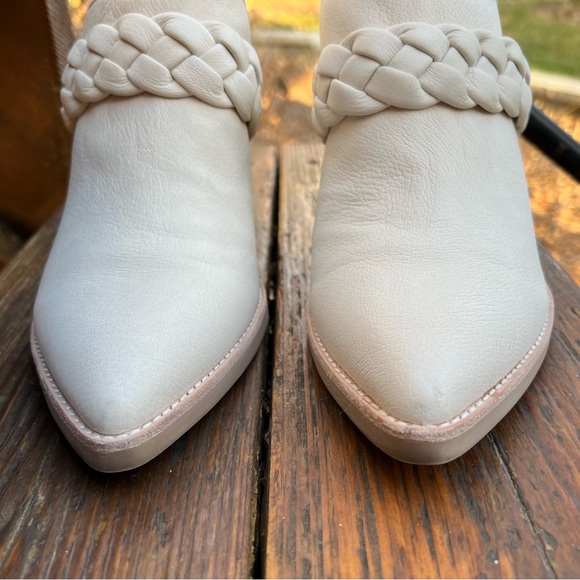 DOLCE VITA SERLA IVORY NUBUCK BRAIDED HEELED MULES SIZE 9.5 - Picture 4 of 15